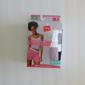 (#129) Hanes Premium Boyfriend Cotton Stretch Mid-Thigh Briefs 4-Pack